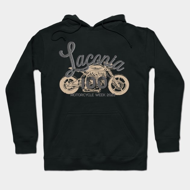 100th Anniversary Laconia Motorcycle Week New Hampshire - grey font Hoodie by PincGeneral